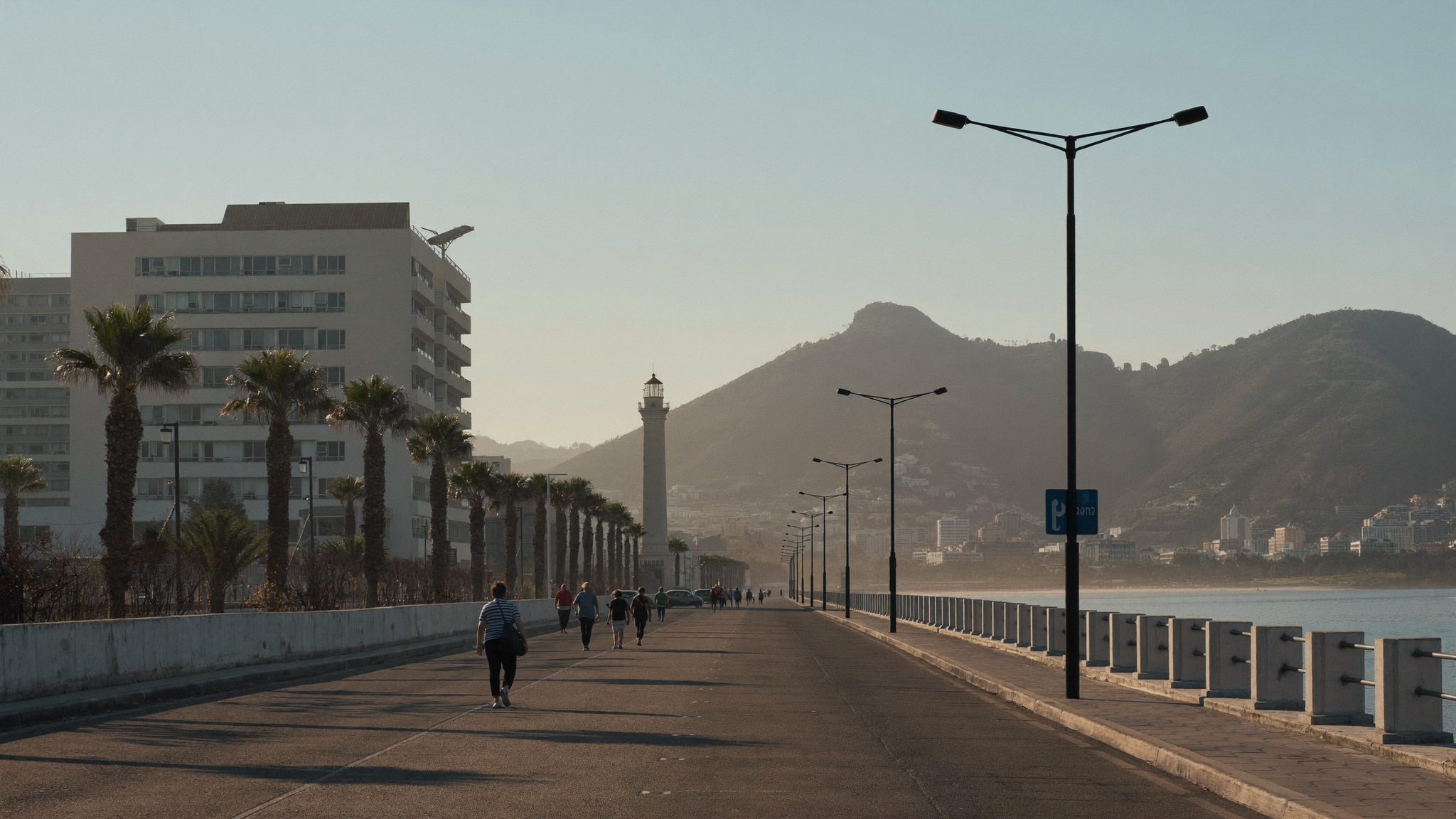 The Umhlanga promenade along the Durban coastline in early morning light